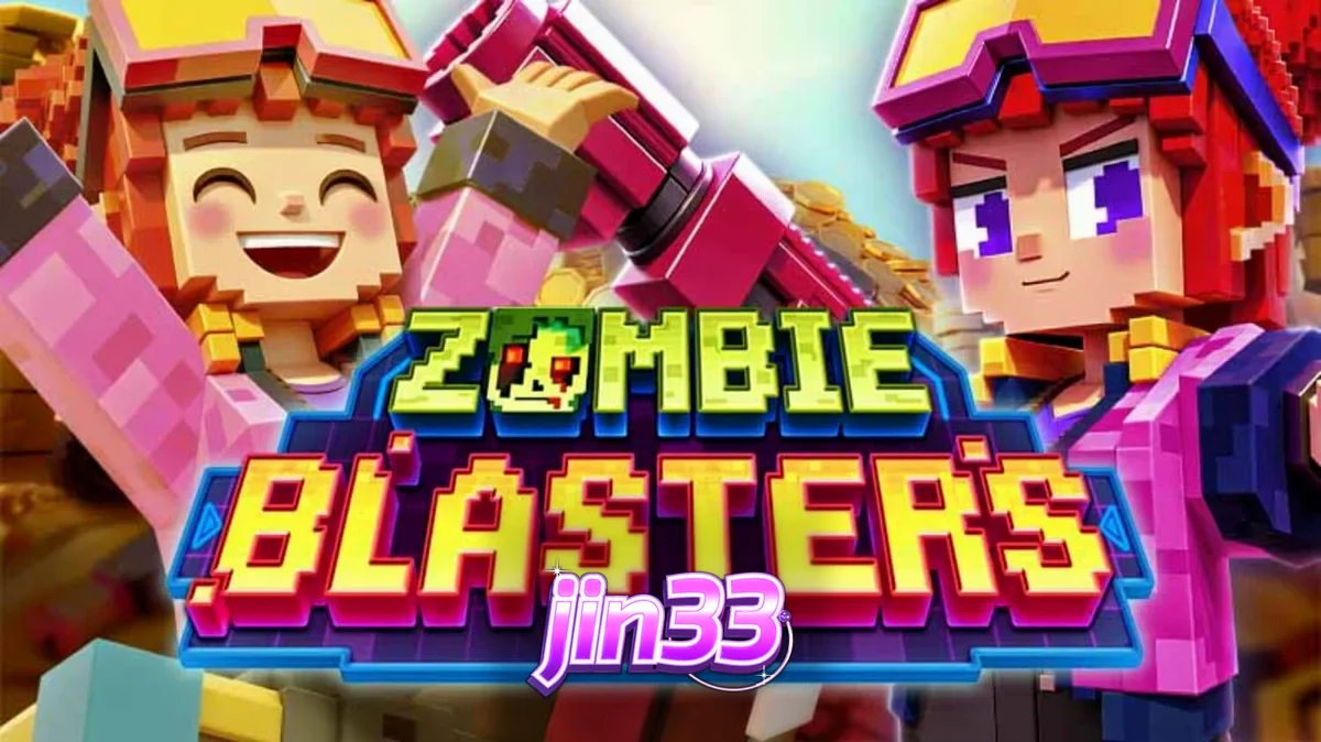 Tampilan antarmuka slot Zombie Blasters dengan elemen retro dan zombi